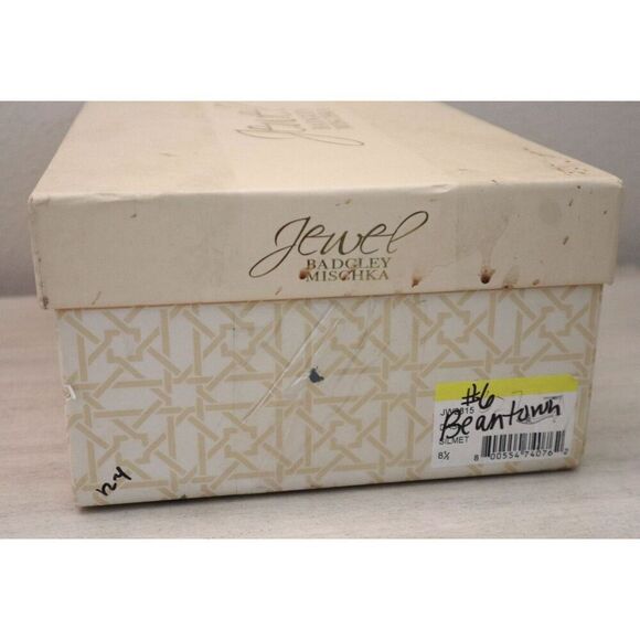 Jewel Badgley Mischka Women's Sz 8.5 Silver Dash Embellished Heel Sandals - Picture 16 of 16